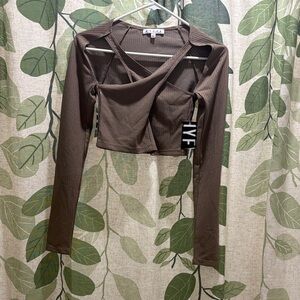 HYFVE tan Brown Wrap Crop Top